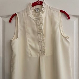 Ruffle-trim crepe tank top